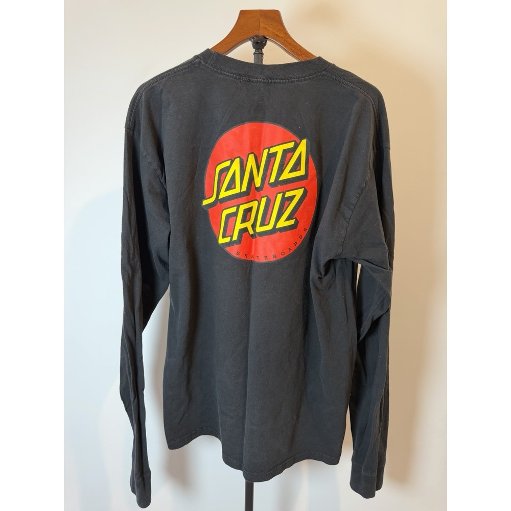 Santa Cruz Skateboards Long Sleeve Crewneck T Shirt - Black - Size Xl